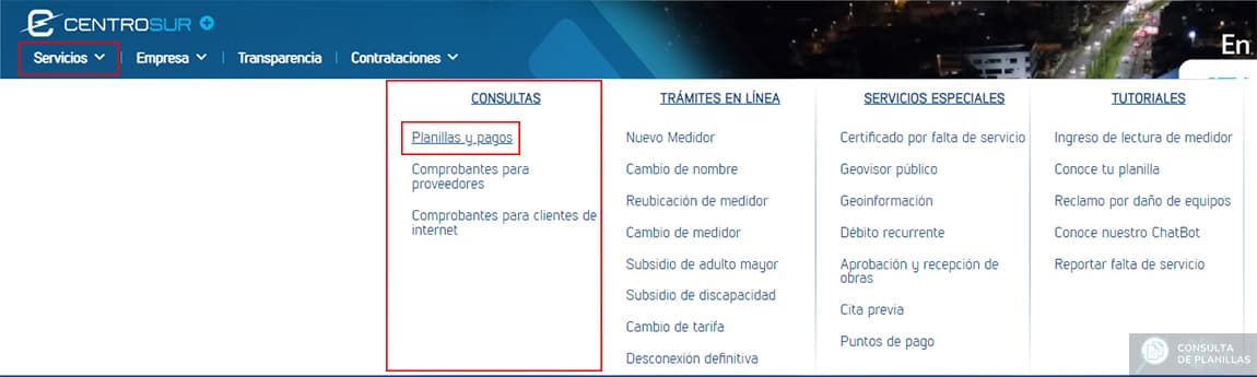 Guía para consultar la planilla de luz de CENTROSUR