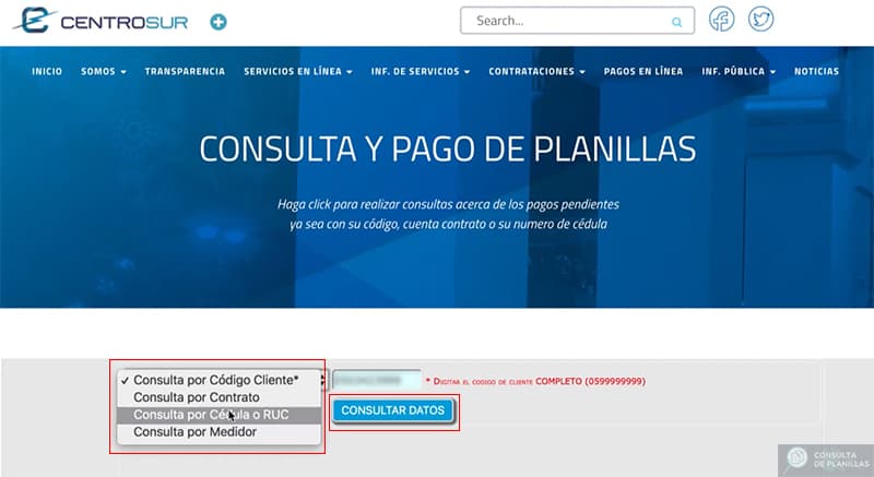 Guía para consultar la planilla de luz de CENTROSUR