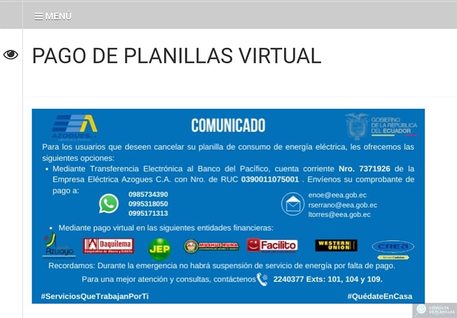 Cómo pagar la planilla de luz en Azogues