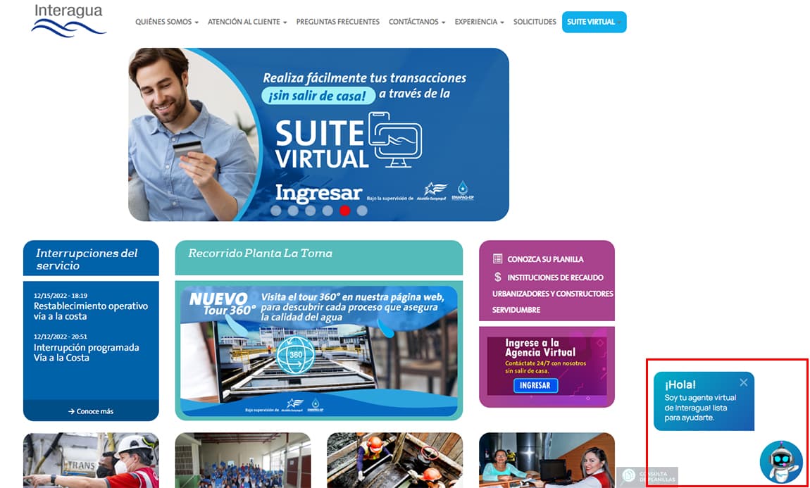 Guía para consultar la planilla de agua de Interagua con el asistente virtual Suri