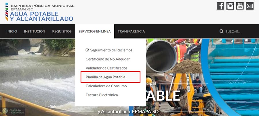 Guía paso a paso para consultar la planilla de agua de EPMAPA-SD