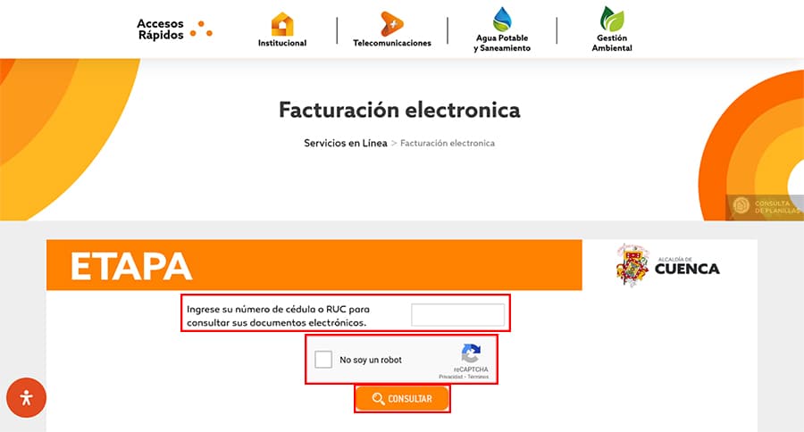 Guía paso a paso para consultar la planilla de agua de ETAPA EP