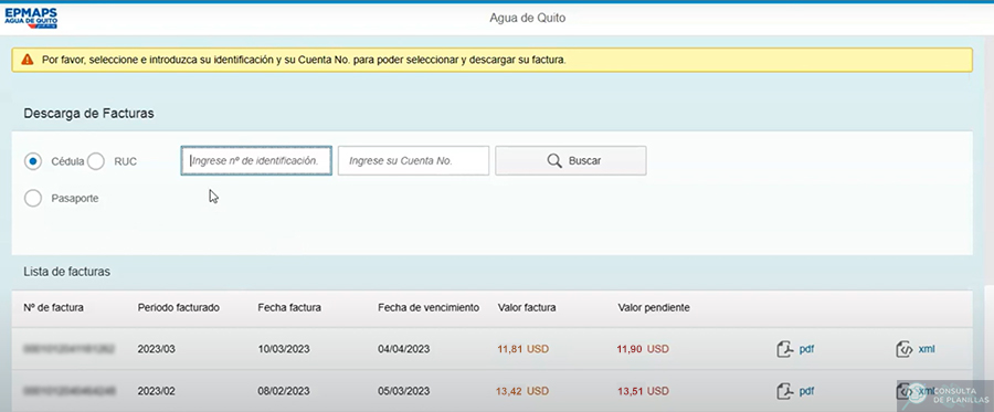 Guía para consultar la planilla de agua en Quito