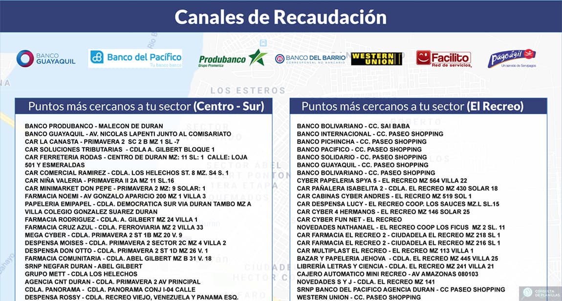 Pago de la planilla de agua en Durán