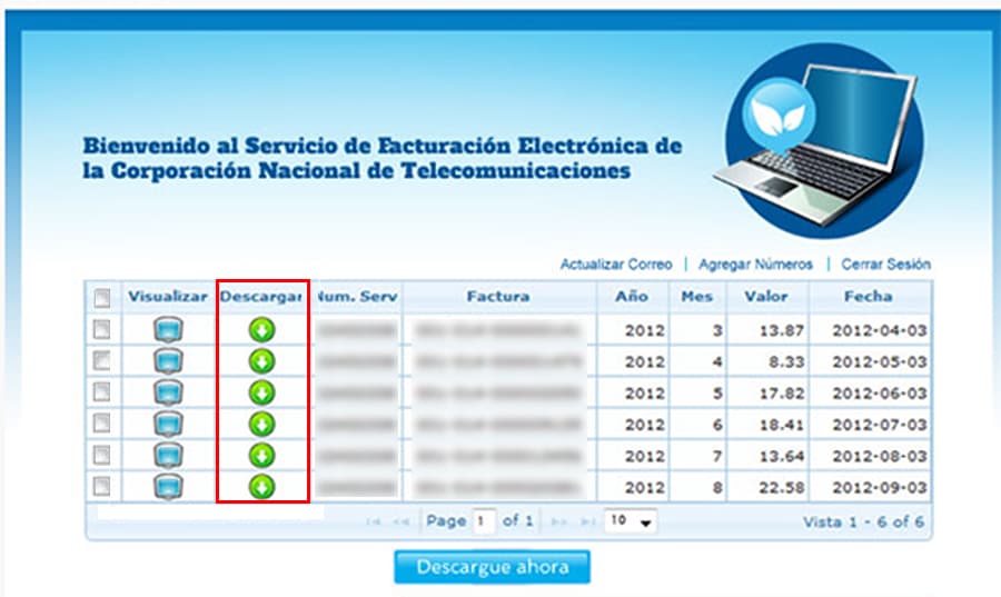 Guía para descargar las facturas electrónicas de CNT