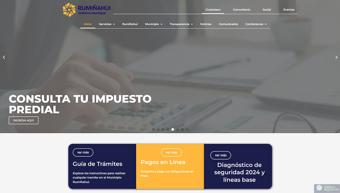 Guía paso a paso para consultar la Planilla de Agua Potable del GAD Municipio de Rumiñahui