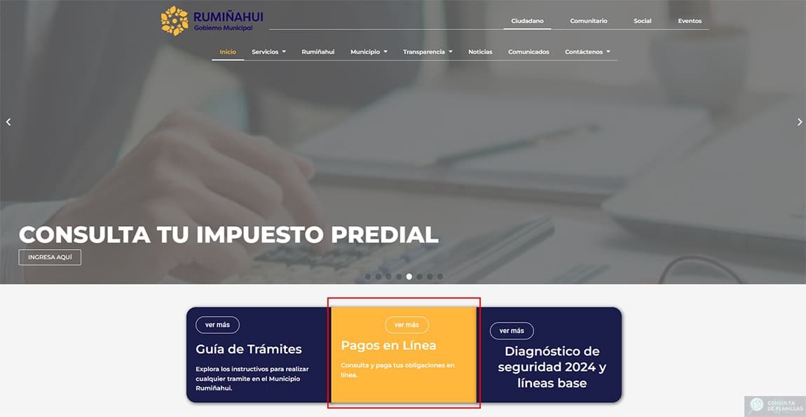 Guía paso a paso para pagar la Planilla de Agua Potable del Gobierno Municipal de Rumiñahui