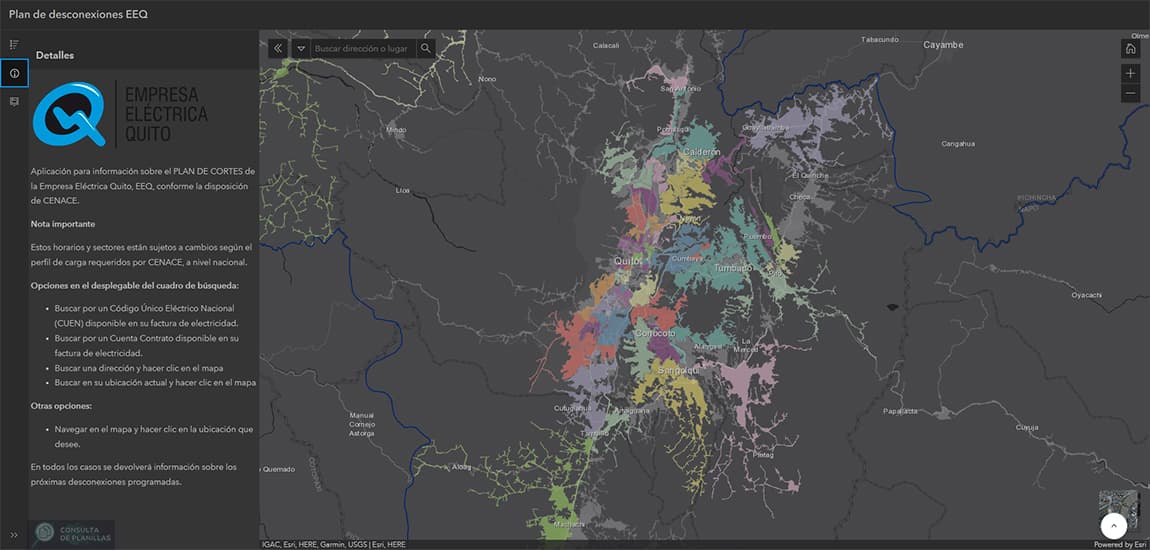 Cortes de energía eléctrica programados por la Empresa Eléctrica de Quito EEQ
